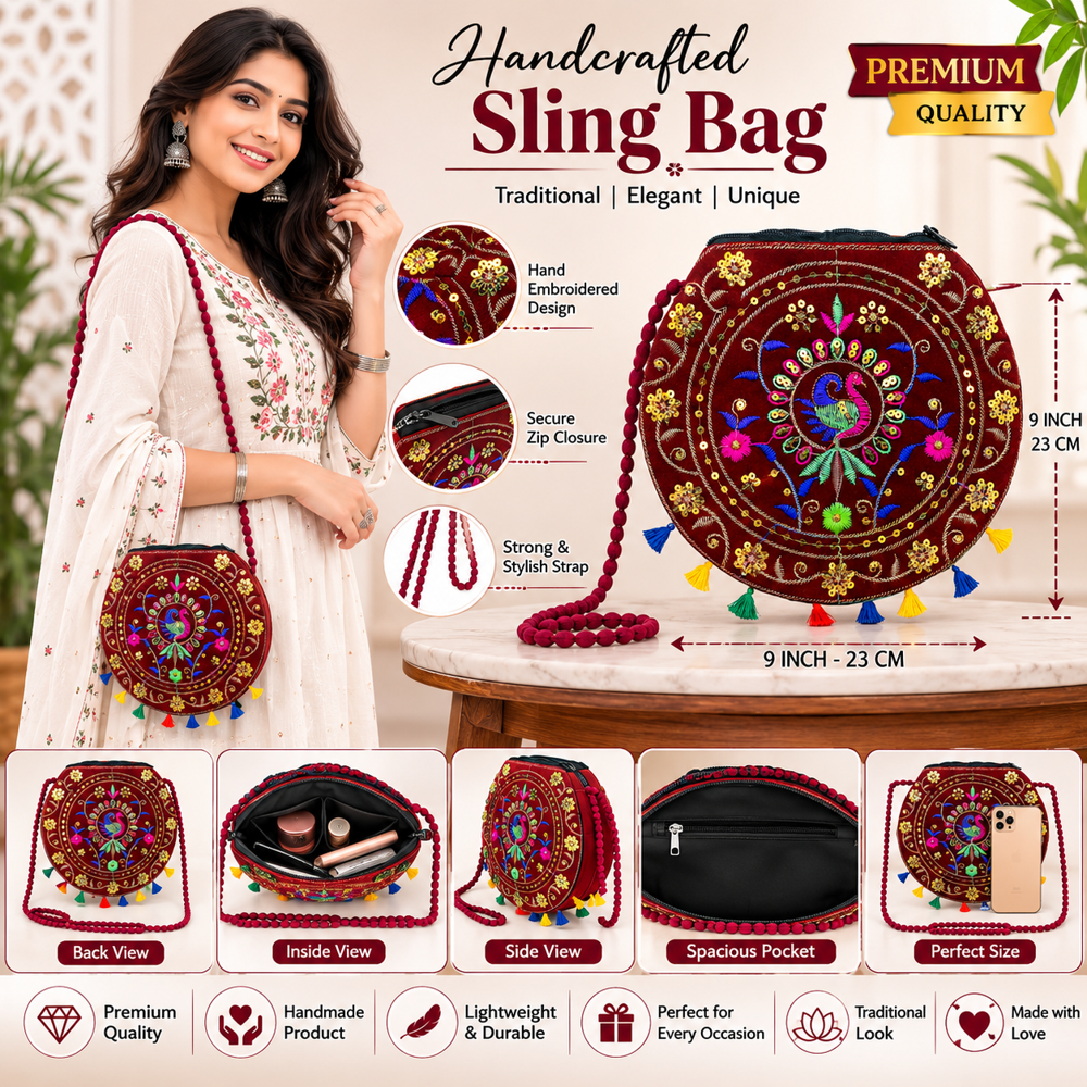 Traditional Sling Purse with Tassels