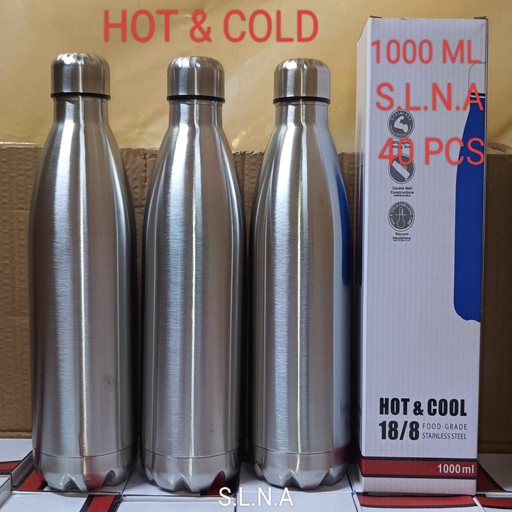 Stainless Steel Double Wall Water Bottle - Capacity: 1 Ltr