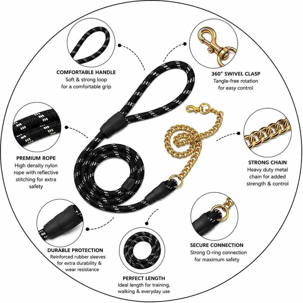 Dog Chain Leash & Half Rope