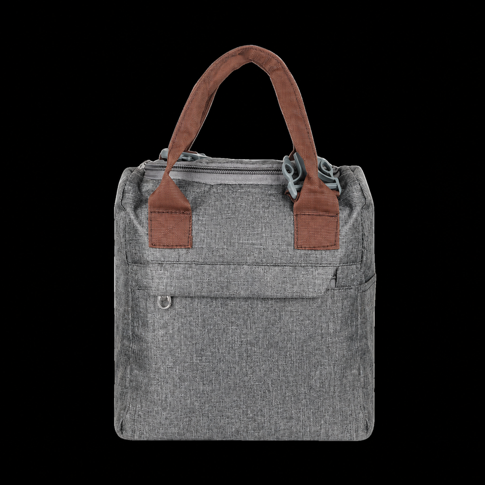 Grey Melange Duffel Bag with Tan Straps