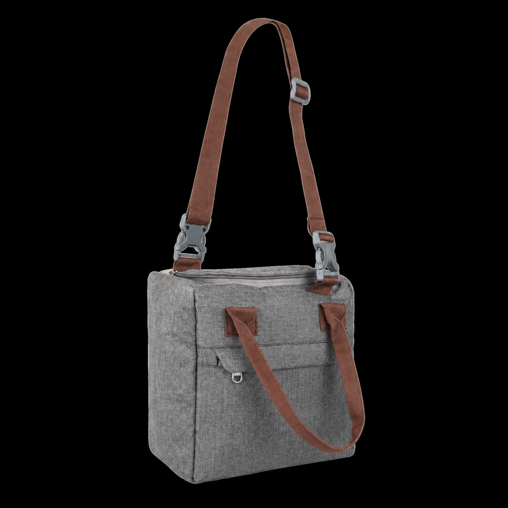 Grey Melange Duffel Bag with Tan Straps