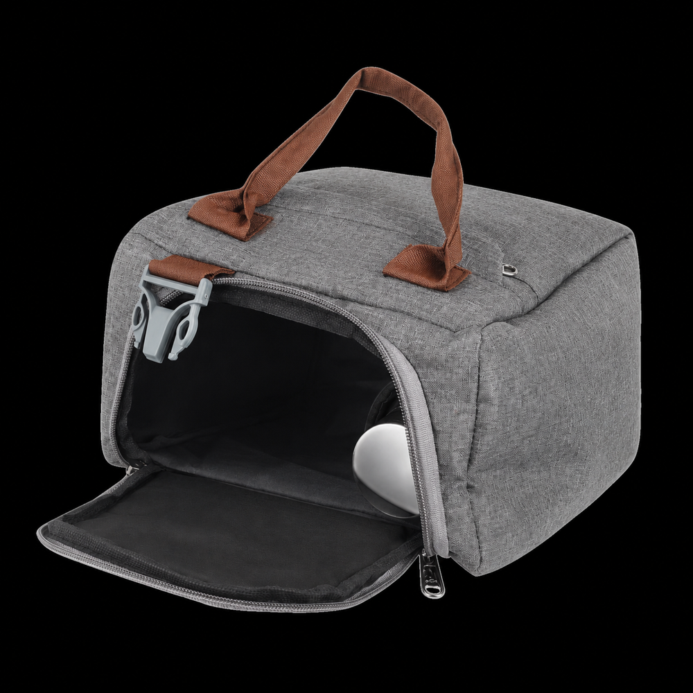 Grey Melange Duffel Bag with Tan Straps