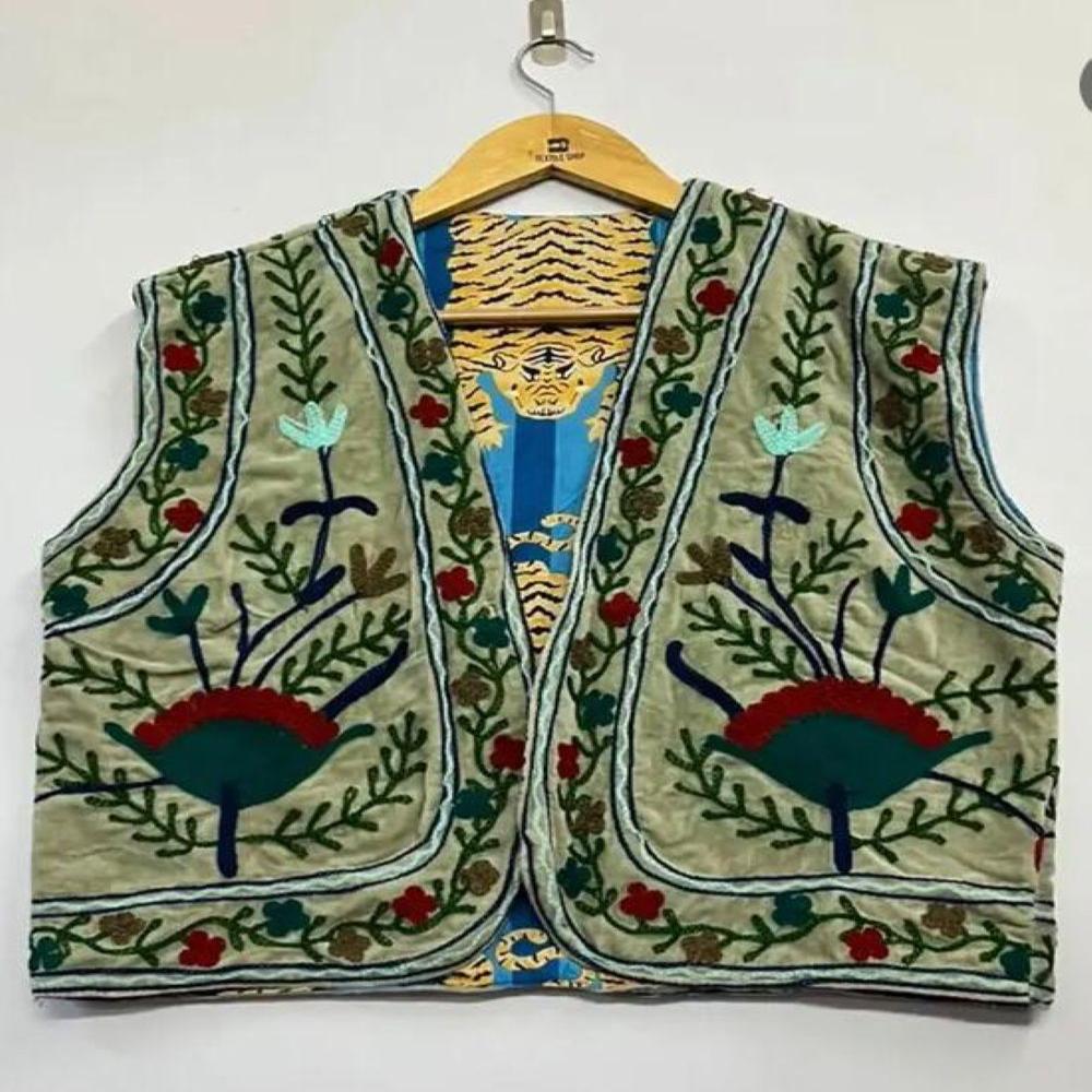 Velvet Suzani Vest Coat - Age Group: 15-45