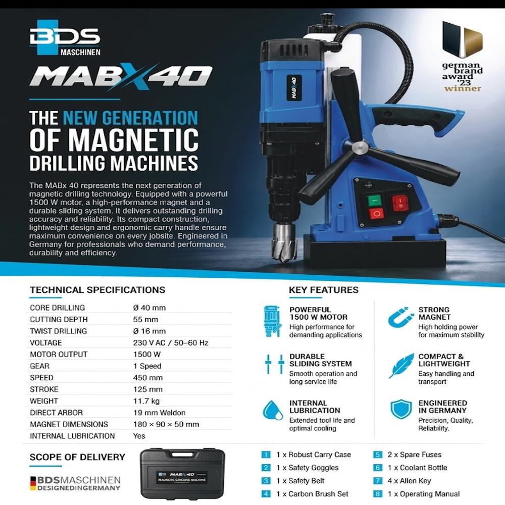 BDS MABx40, magnetic Drilling machine
