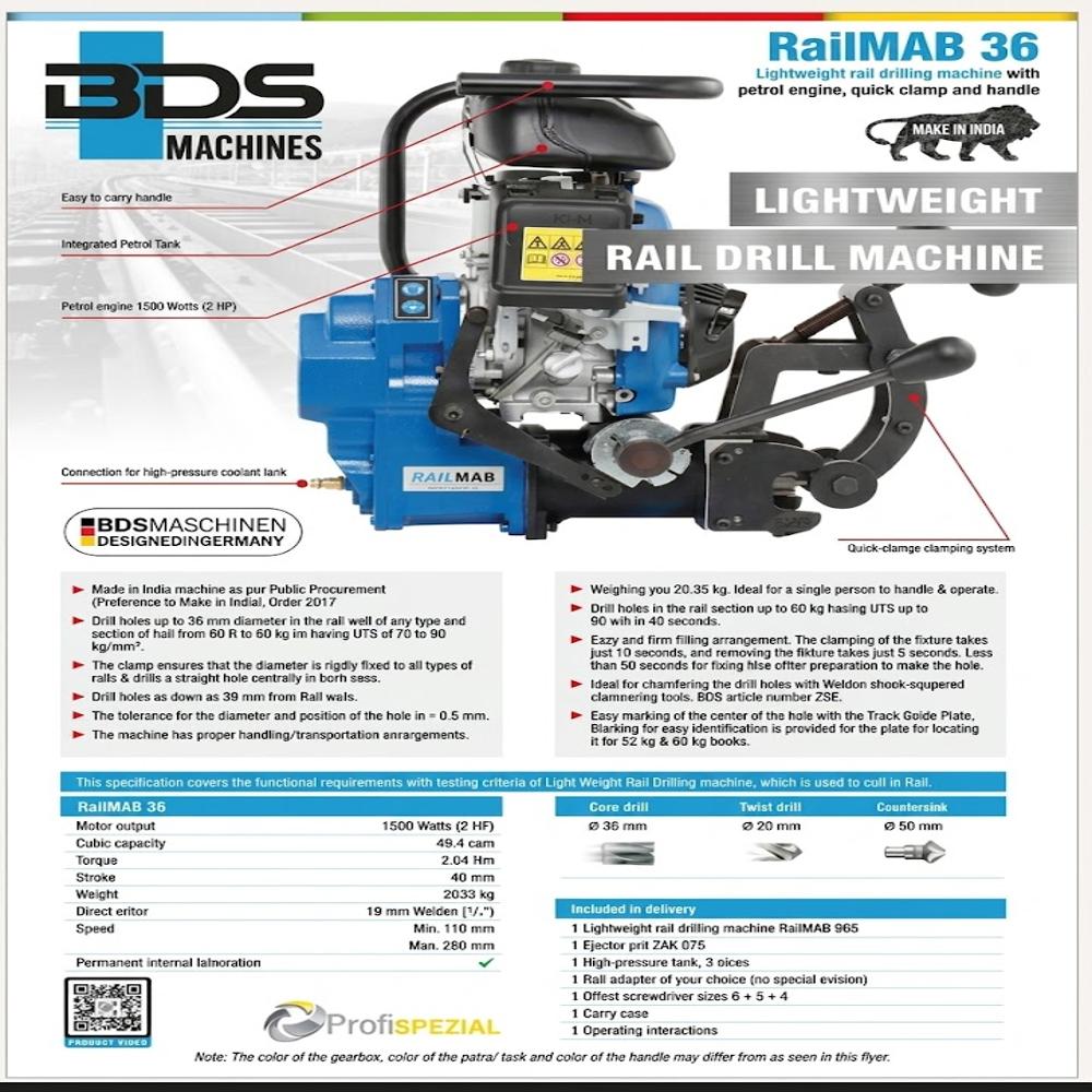 Rail Drilling Machine - Material: Fibre