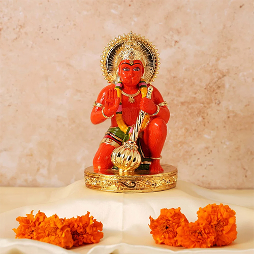 Hanuman Ji Anjaneyar Murti Statue 24K Gold Plated