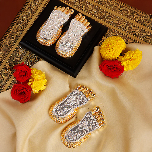 Shri Lakshmi Charan Paduka 24K Gold and 999 Silver Plated