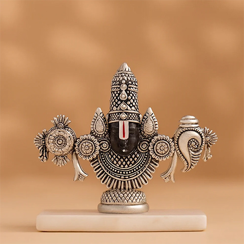 Balaji Face Idol - 999 Silver Plated  Perfect for Desk, Mandir & Car Dashboard