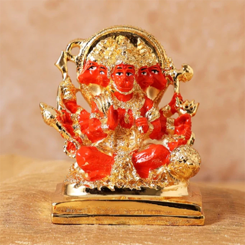 Panchmukhi Hanuman Ji Murti Statue 24K Gold Coated Idol