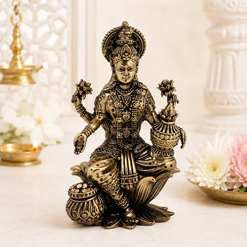 Brass Lakshmi Ji Idol Wealth & Divine Grace for Home & Office