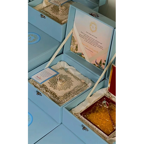 Silver Enamel Mukhwas Box Hamper in Velvet Box