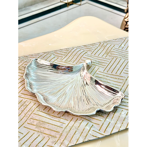 Aranya Silver Enamel Leaf Trinket Tray for Bulk Orders Premium Corporate & Wedding Gifting