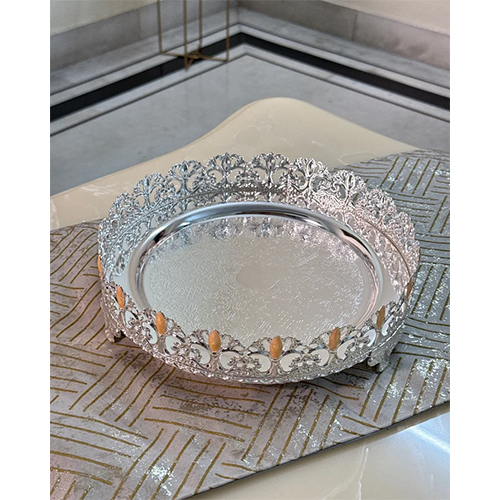 Premium Silver Enamel Dry Fruit & Serving Tray