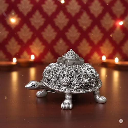 Silver Plated Ashtalakshmi Tortoise Idol 999 Silver with 5-Year Warranty