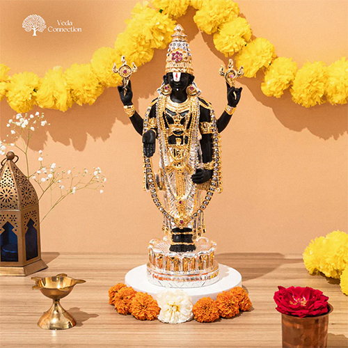 Lord Venkateswara Tirupati Balaji Murti Idol 24 Karat Gold and Silver Plated