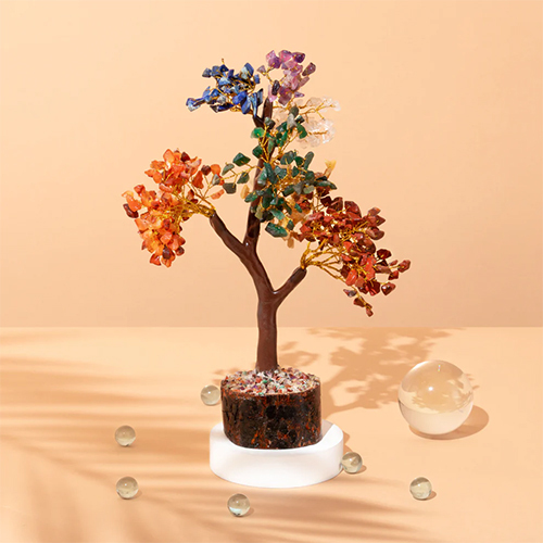 7 Chakra Crystal Tree Wood Base