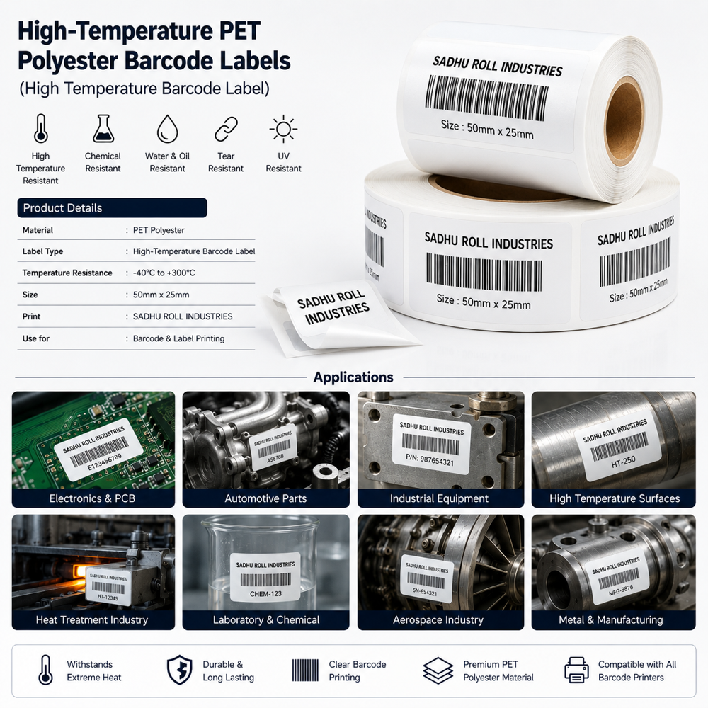 High-temperature Pet Polyester Barcode Labels (High Temperature Barcode Label)