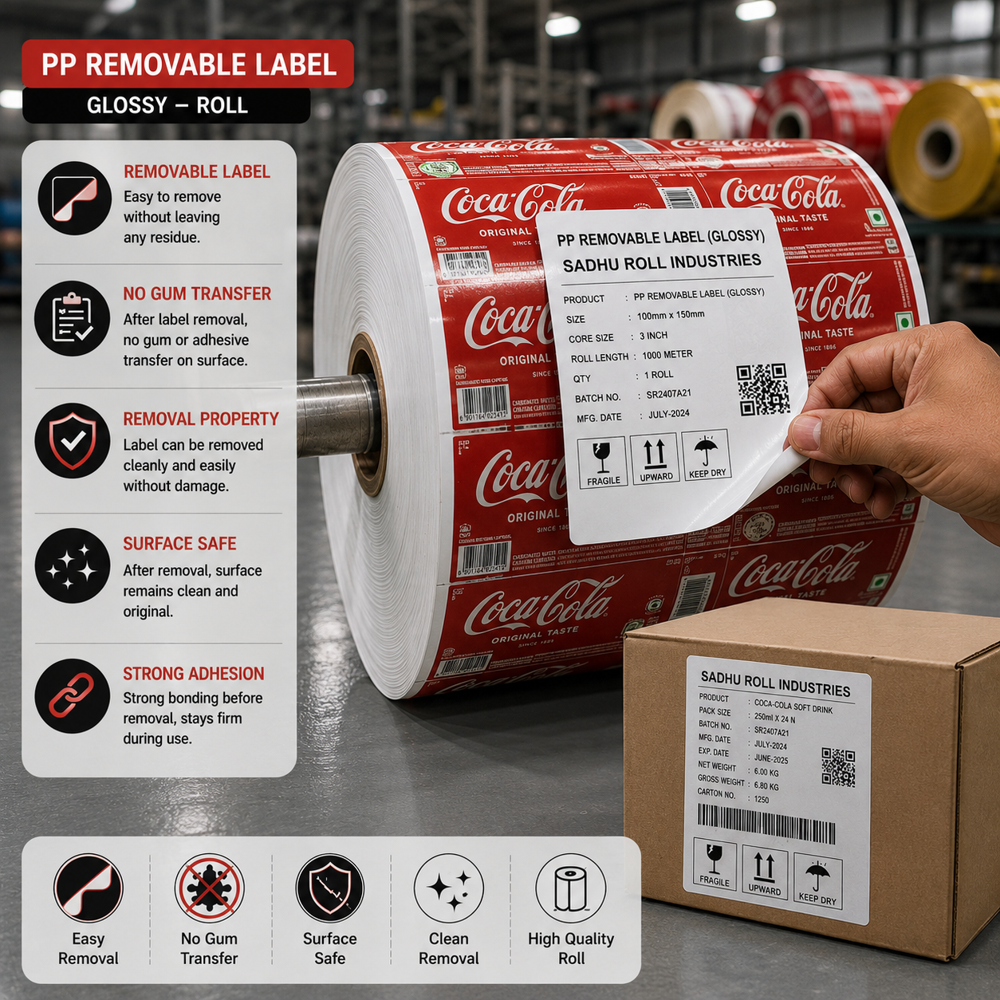 Removable Pp Labels Roll (Material, Pp Label)