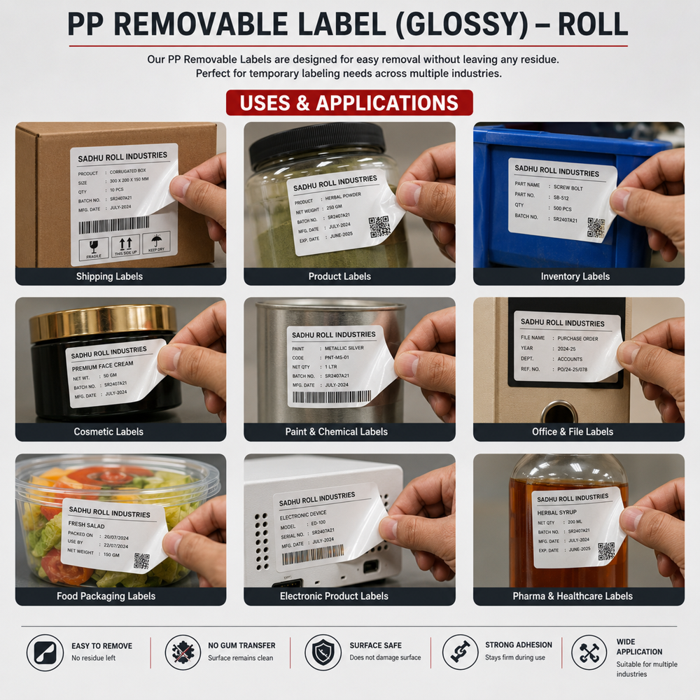 Removable Pp Labels Roll (Material, Pp Label)