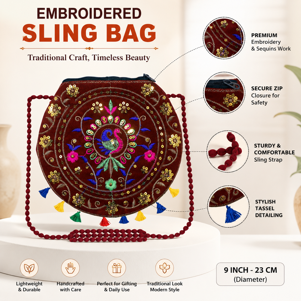 Women Stylish Maroon Sling Purse