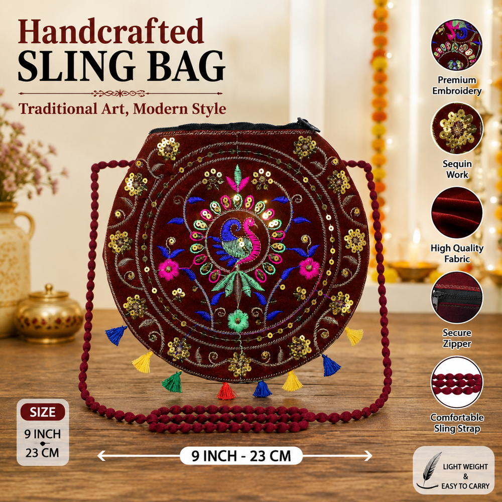 Peacock Pattern Sling Bag for Women