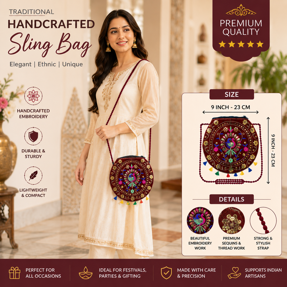 Traditional Embroidered Crossbody Purse