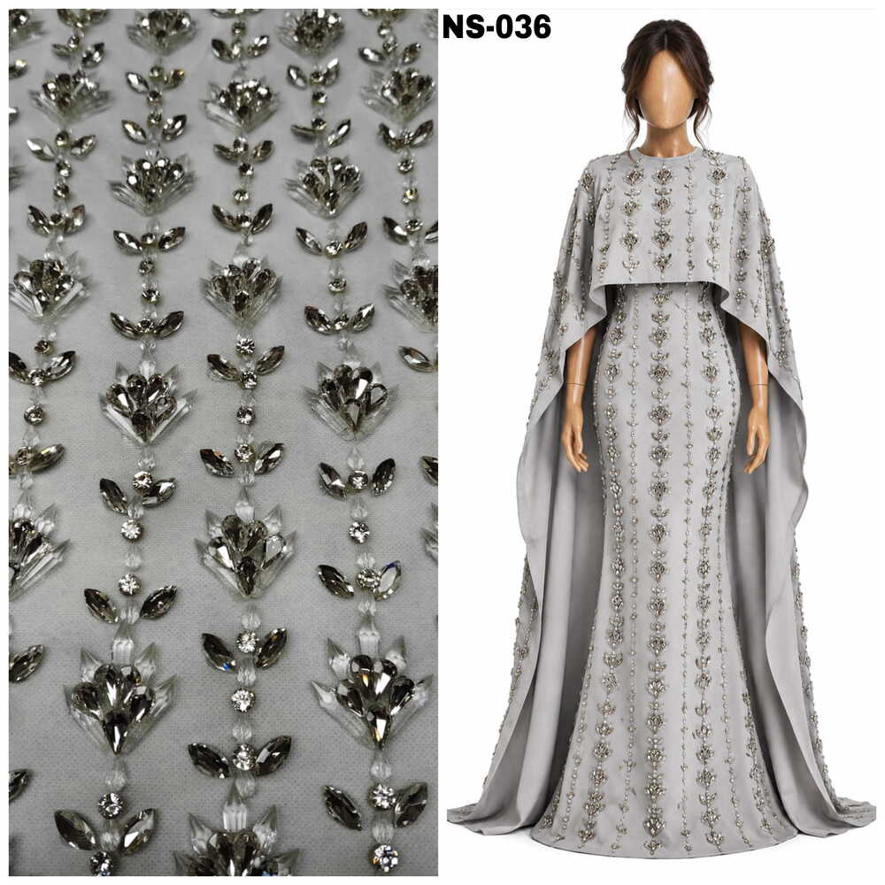 Silver Crystal Vine Fabric