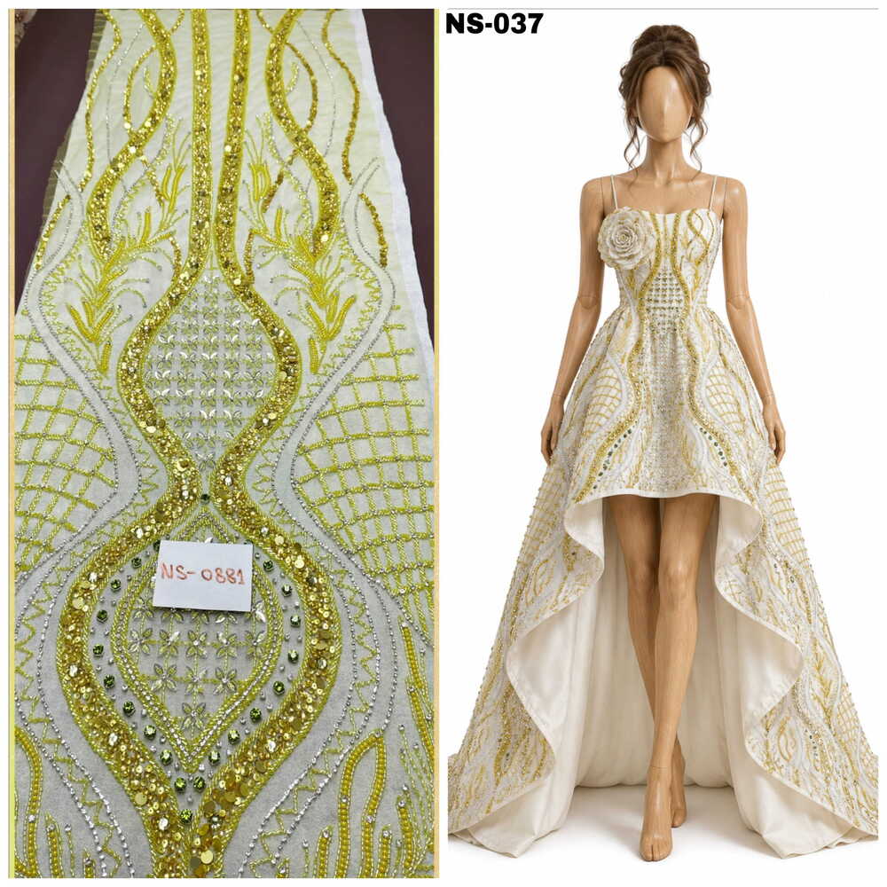 Golden Paisley Zari Fabric