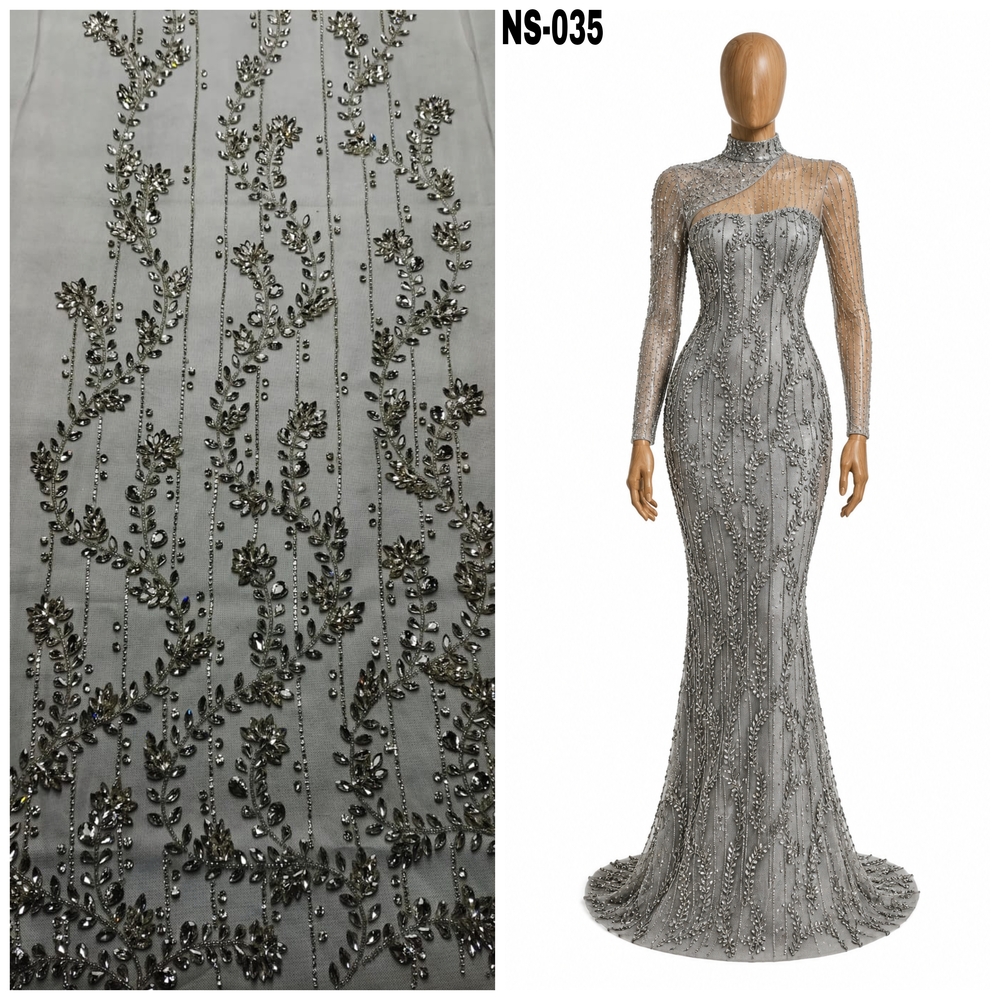 Gunmetal Floral Vine Fabric