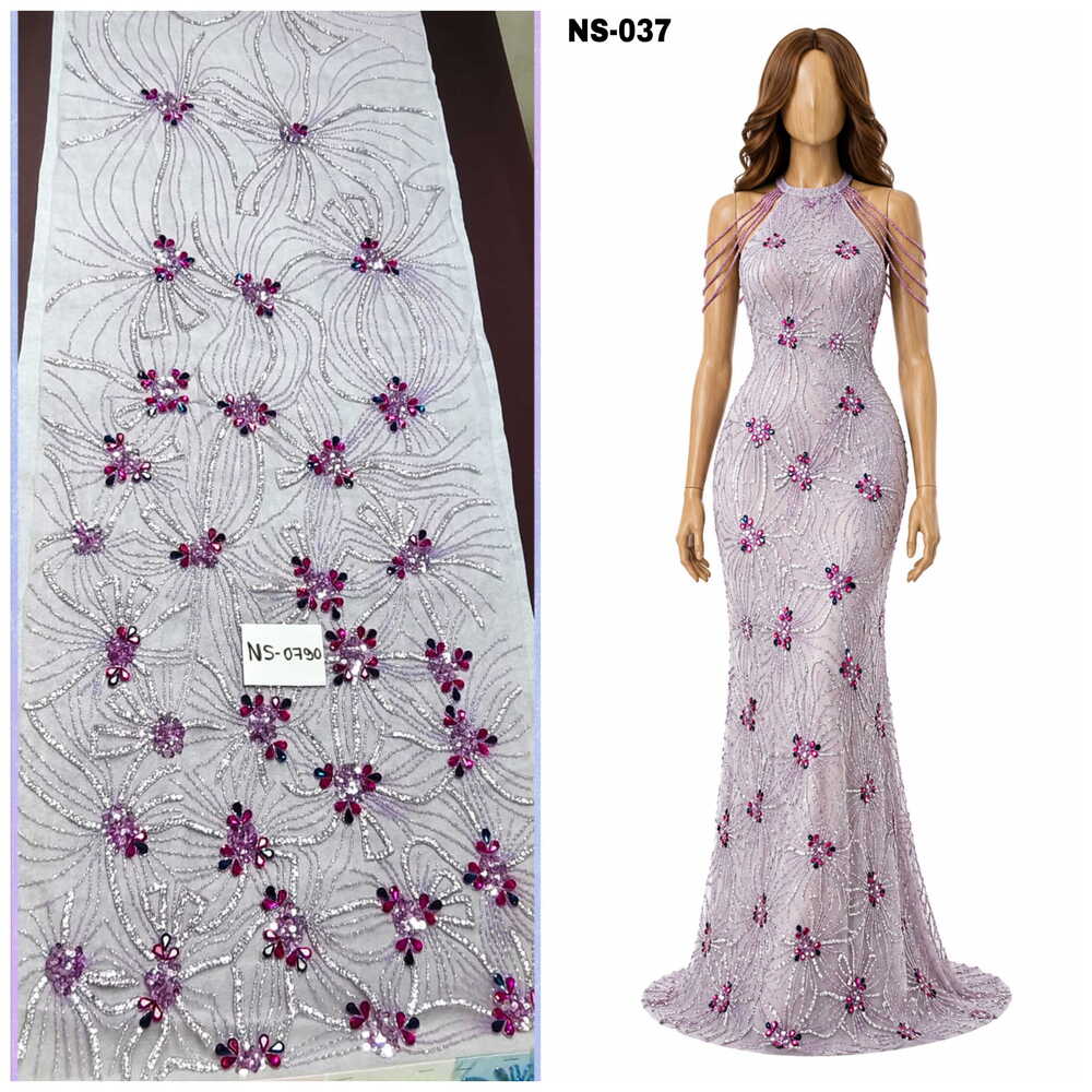 Amethyst Floral Stonework Fabric