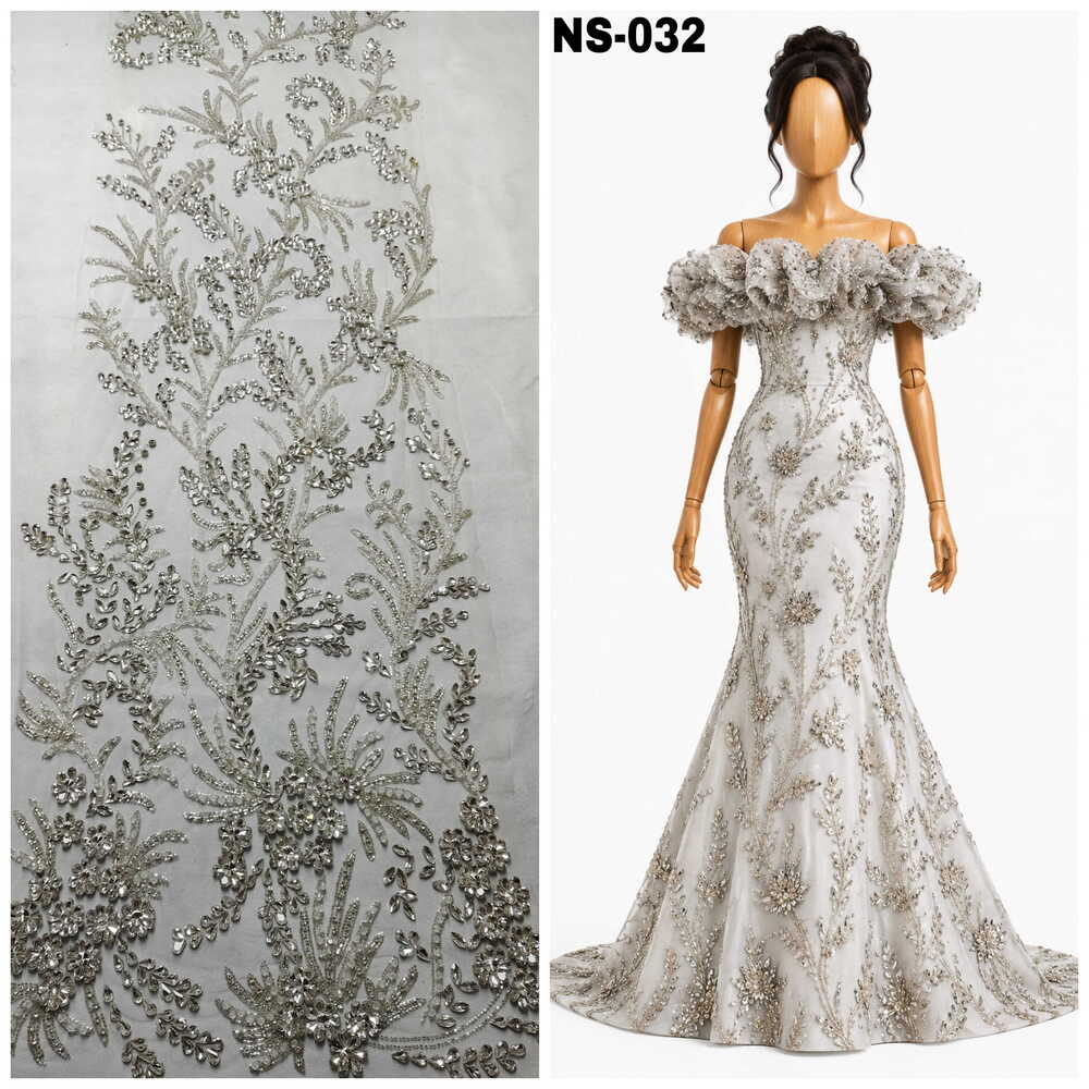 Silver Floral Vine Fabric