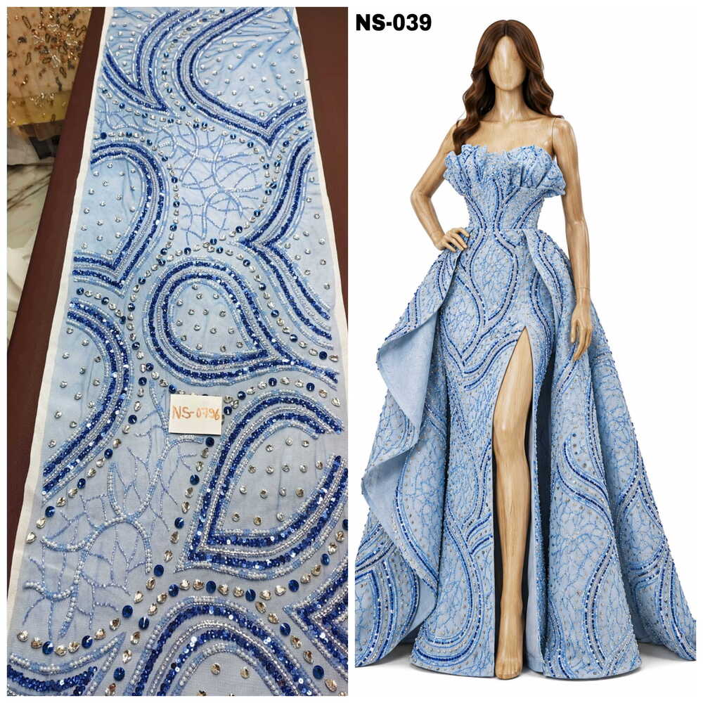 Royal Blue Paisley Stonework Fabric