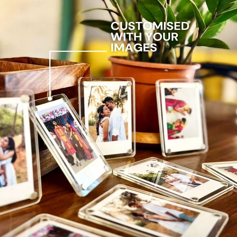 Transparent Acrylic Frame Holder Standing Magnetic Clear Photo Frames Block