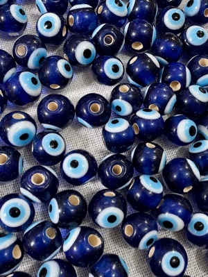 Evil Eye Glass Beads 8mm Round