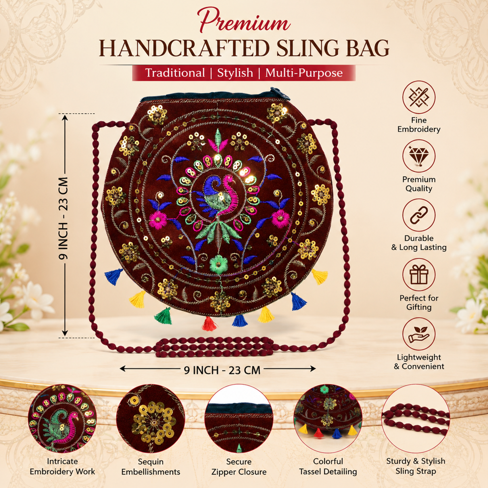 Ethnic Embroidery Crossbody Bag for Girls