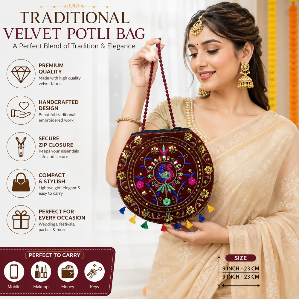 Round Maroon Crossbody Sling Bag