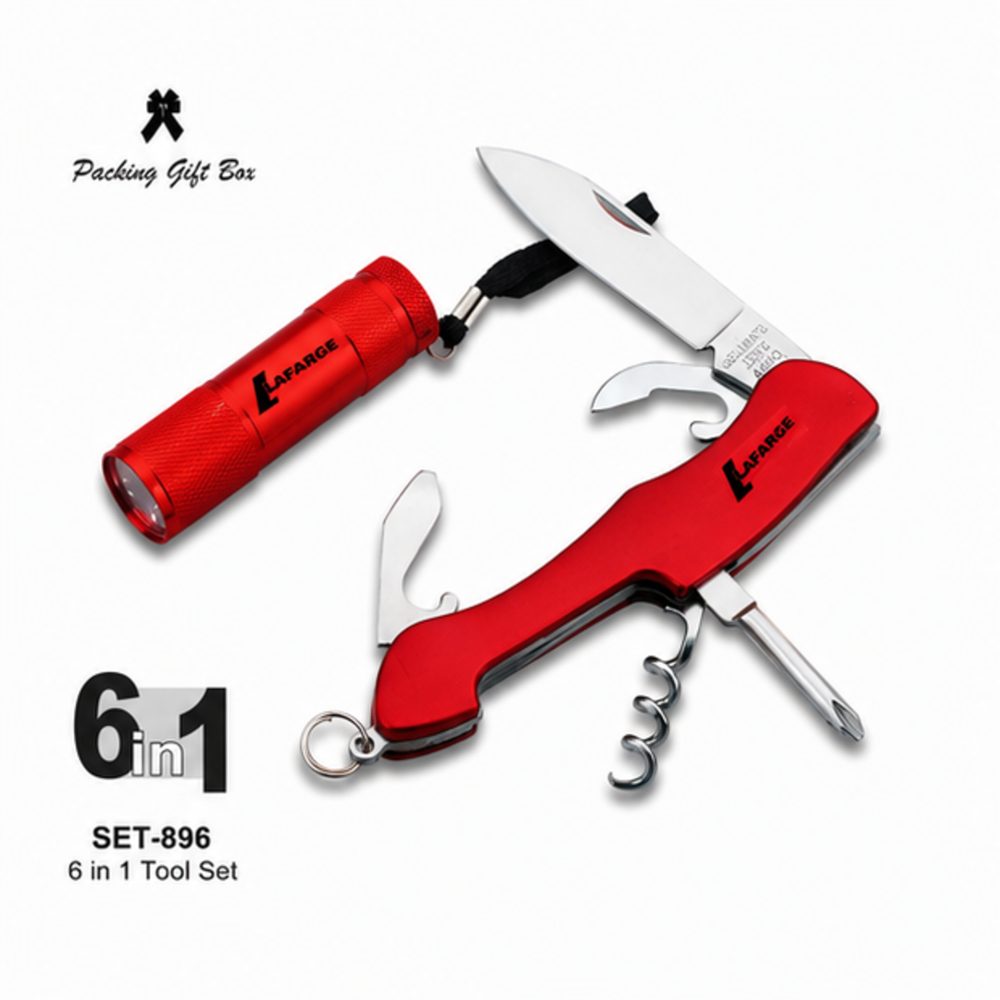 6 in 1 Multi Tool Knife with LED Torch Gift Set