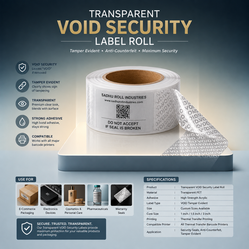 Security Void Label Roll (Transparent Void Security Label Roll)