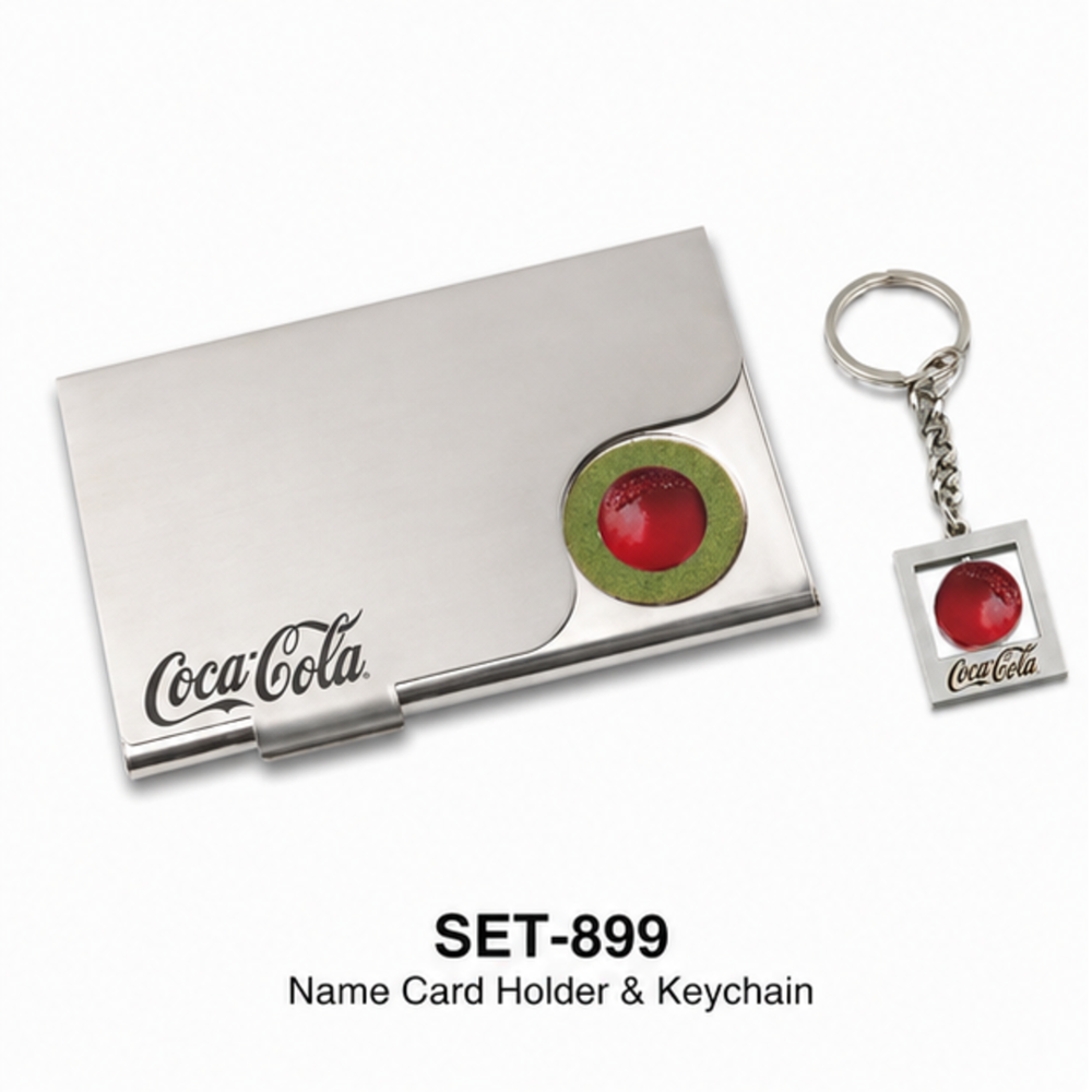 Metal Visiting Card Holder With Promotional Keychain Gift Set - Color: Customize