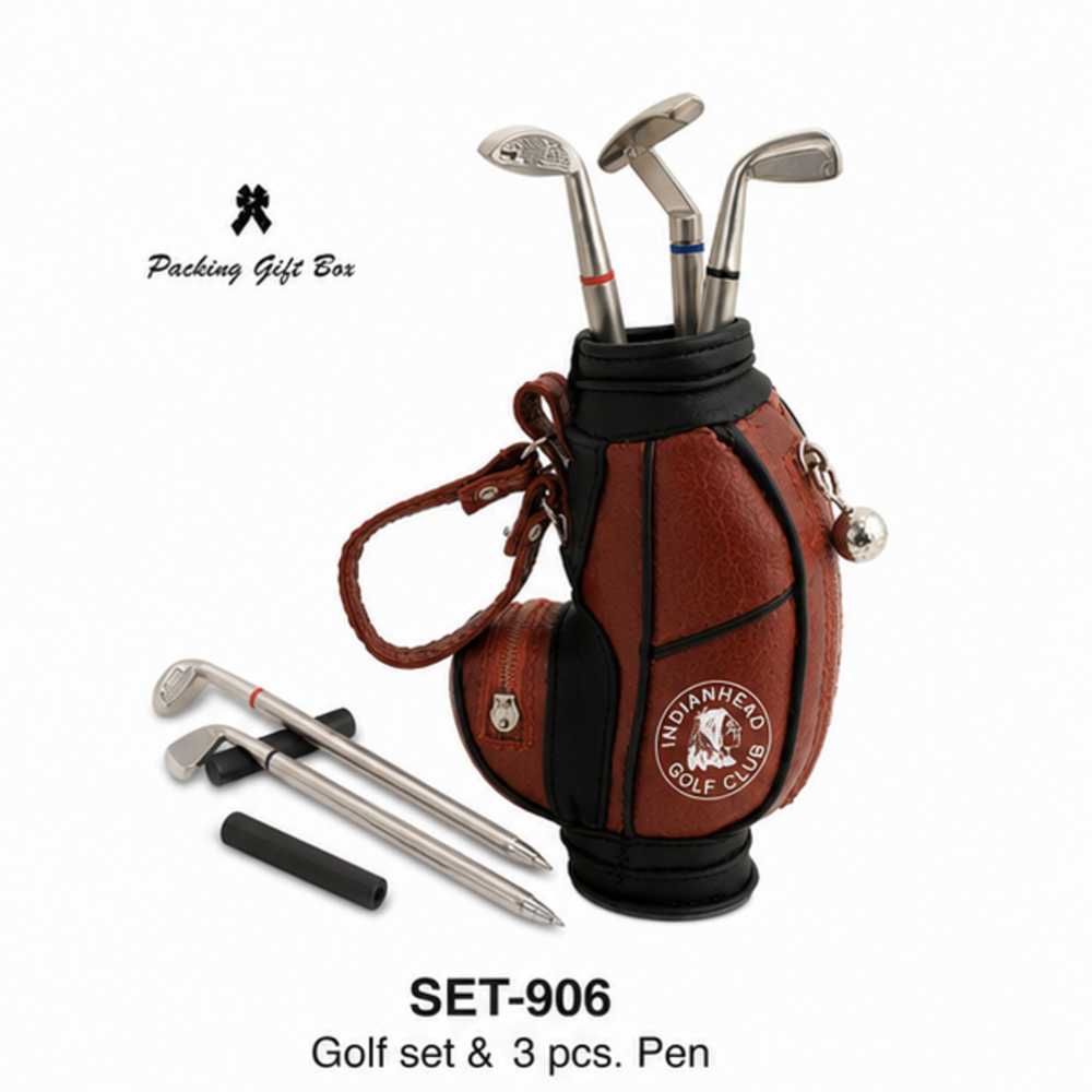 Executive Golf Pen Stand Gift Set With 3 Golf Club Pens - Color: Customize