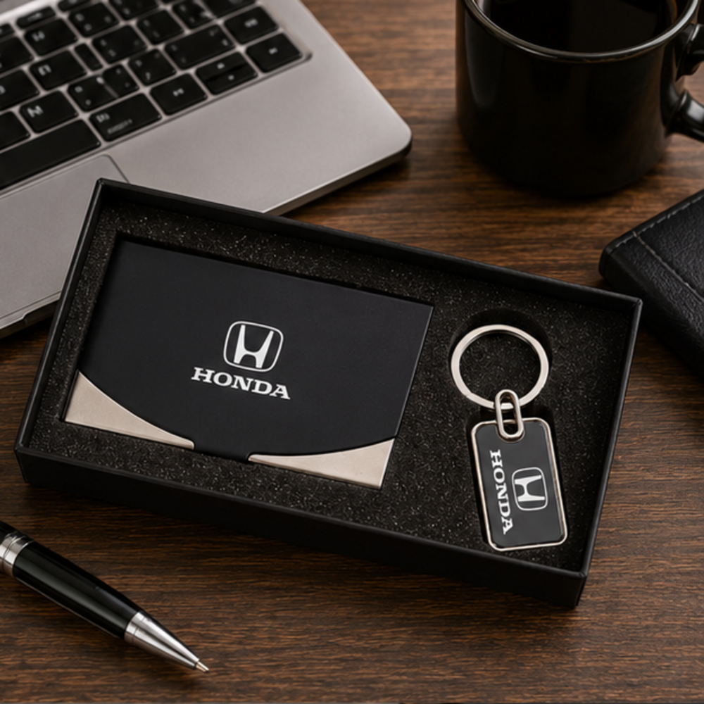 Executive Metal Visiting Card Holder and Keychain Gift Set
