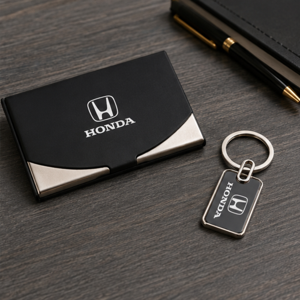 Executive Metal Visiting Card Holder and Keychain Gift Set