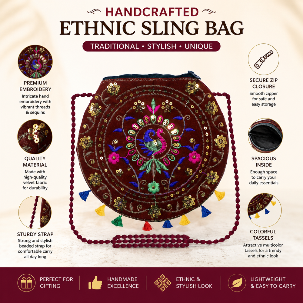 Embroidered Fashion Sling Bag for Women