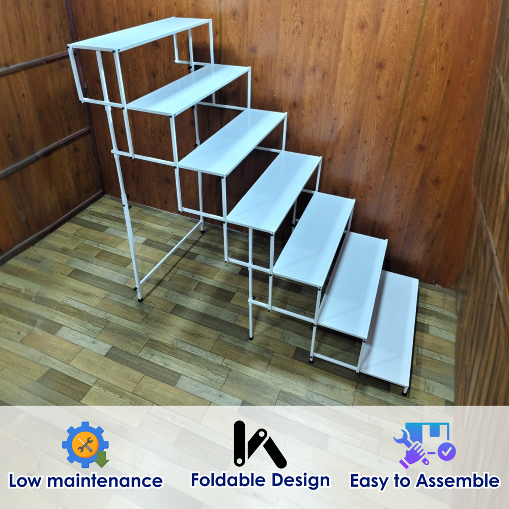 Supermarket Display Rack - Mild Steel, Double-sided, 4 Adjustable Layers | Corrosion-resistant, Powder-coated Finish, Enhanced Product Visibility