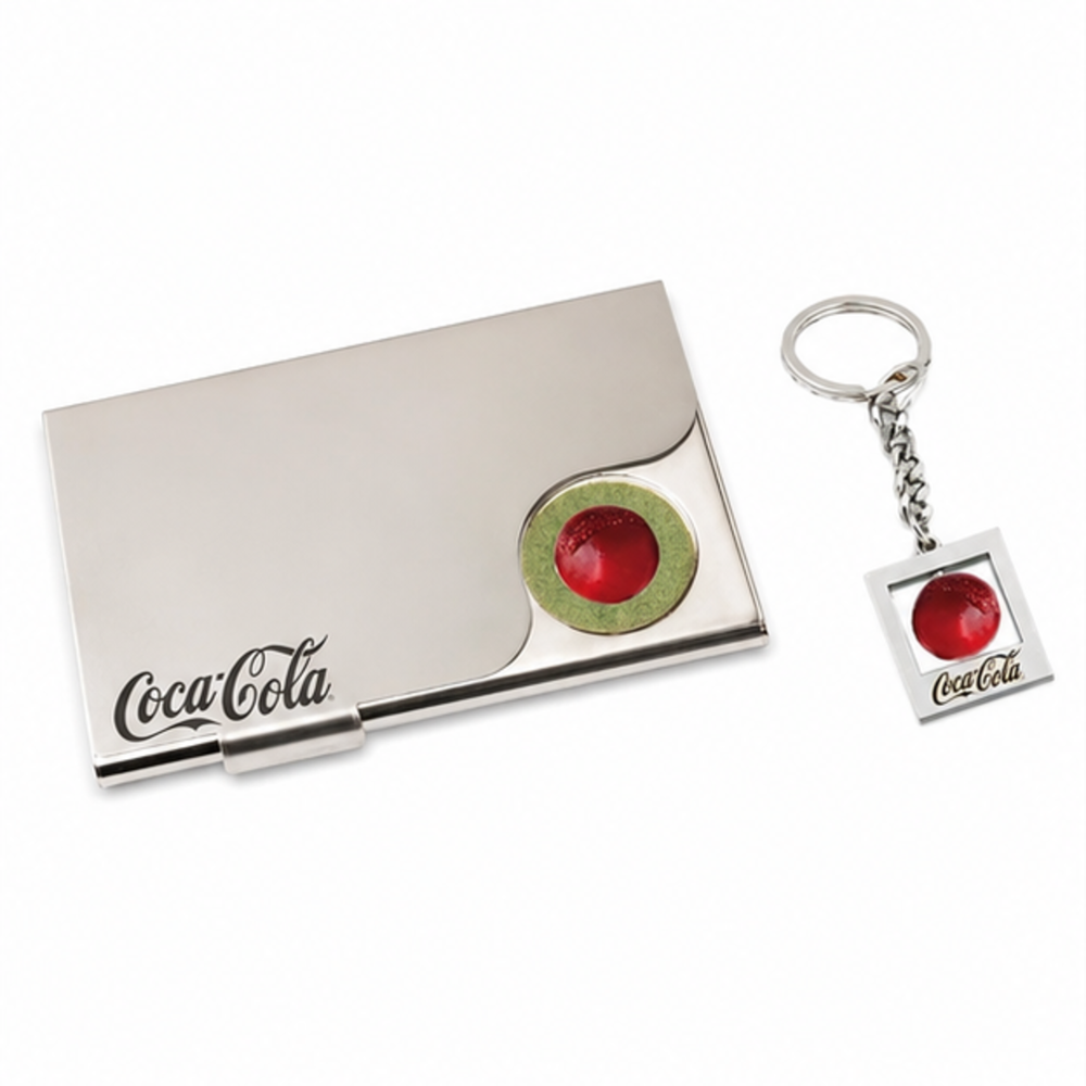 Metal Business Card Holder With Square Keychain Gift Set - Color: Customize
