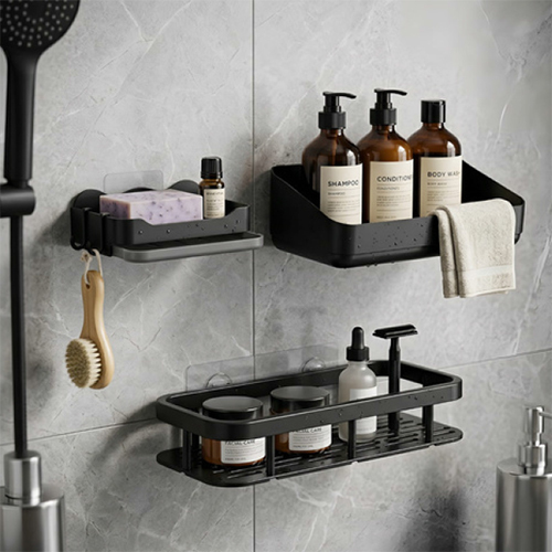 3 PCS Black Bathroom Rack