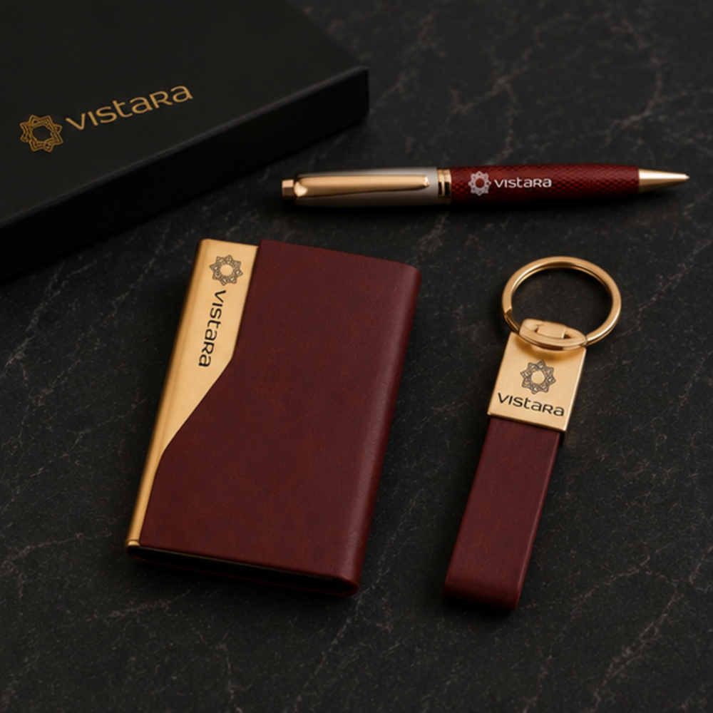 Executive Diary, Pen and Leather Keychain Gift Set