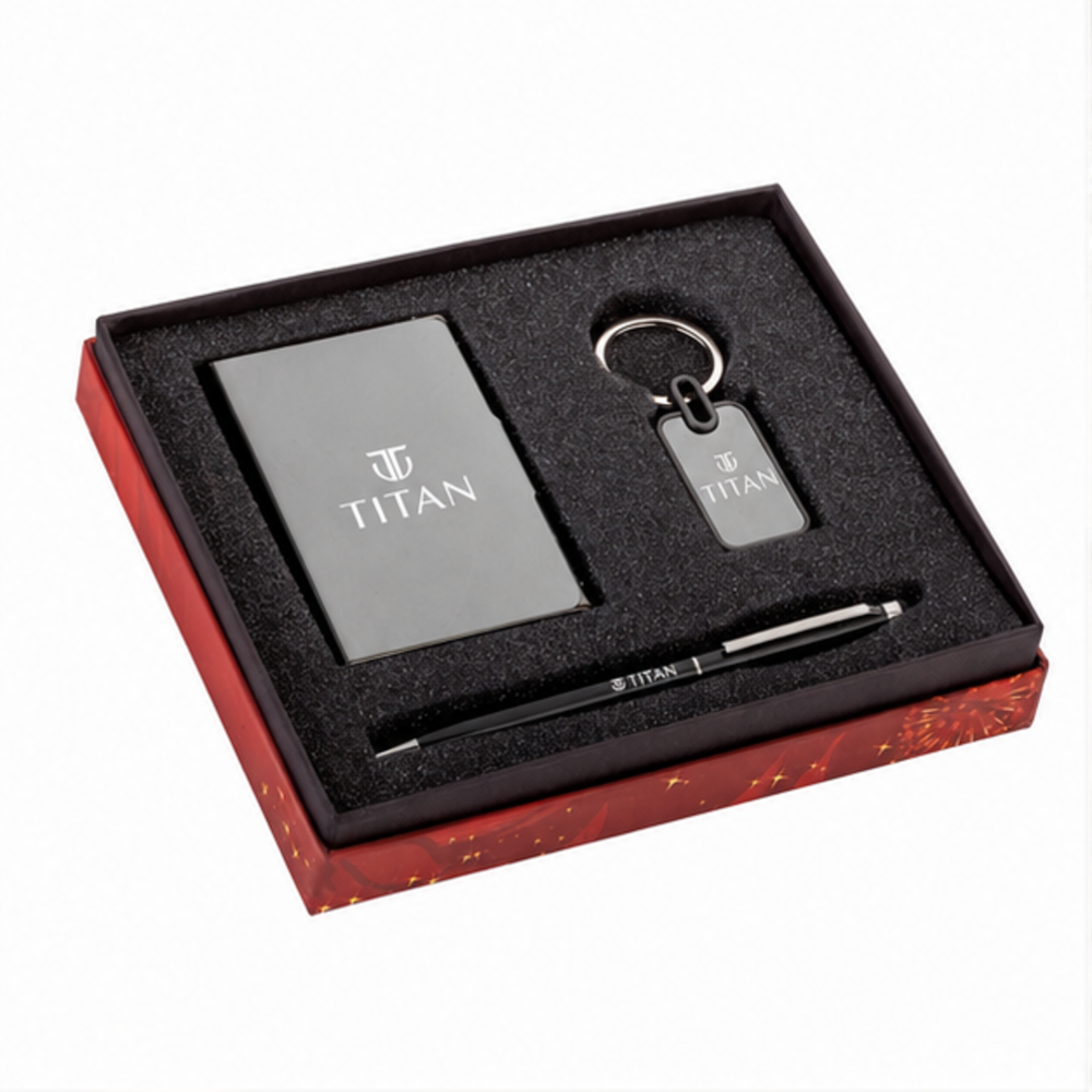 Premium Notebook, Metal Keychain And Pen Corporate Gift Set - Color: Customize