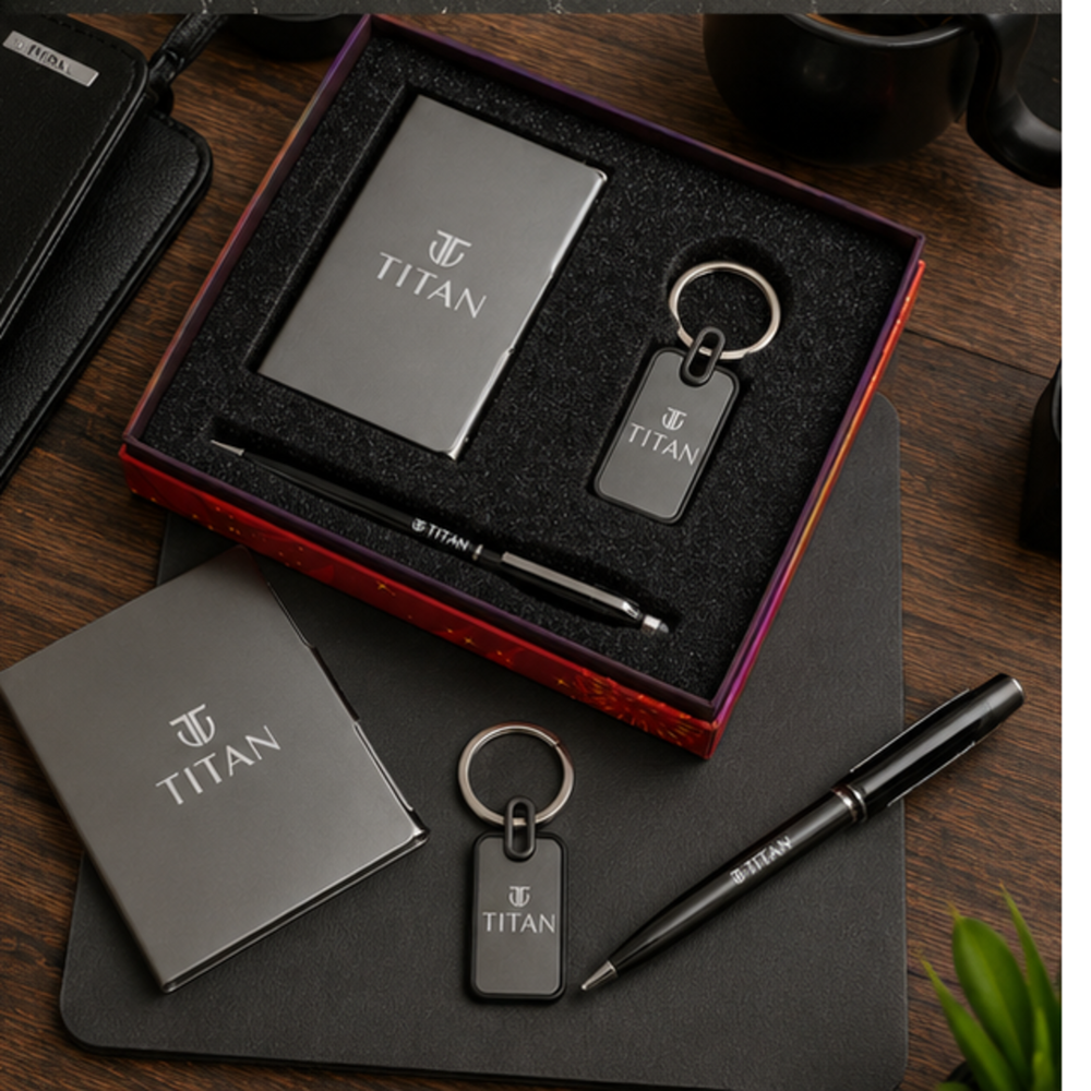 Premium Notebook, Metal Keychain and Pen Corporate Gift Set