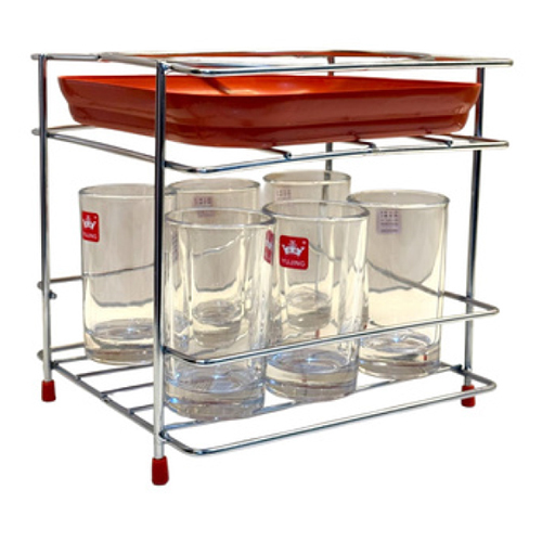 Stainless Steel Matka Stand With Glass Holder